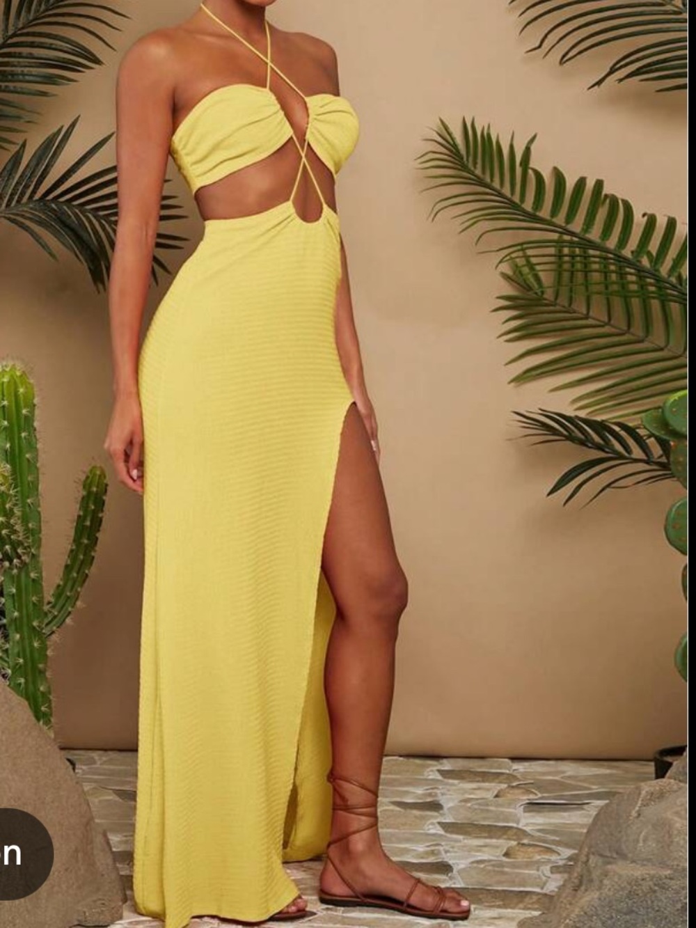 SHEIN Yellow Textured Fabric Dress